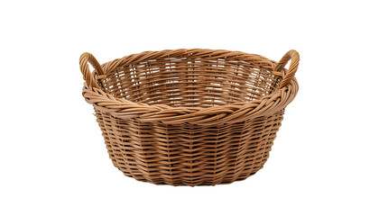 Beautiful handmade woven basket on transparent background