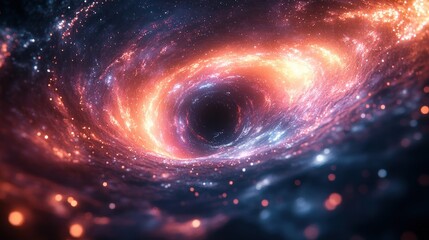 Fototapeta premium Vortex of Glowing Lights in Futuristic Cyber Tunnel Abstract Space Illustration