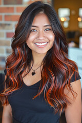 Obraz premium red wine ombre hair tutorial at star beauty bar,multi-layered, extensions, light orange and red wine