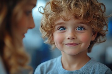 Child and Mother at Pediatric Neurologist Appointment for Medical Exam and Reflex Tests with Tuning Fork