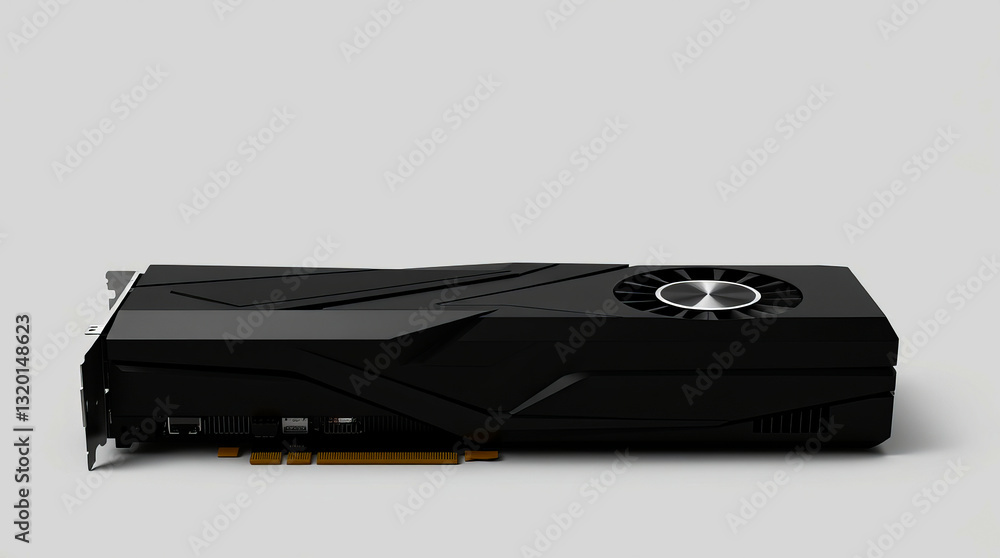 Poster high performance black graphics card modern design pc component powerful gaming technology advanced 