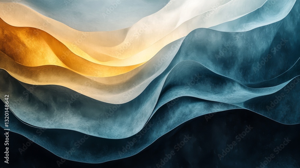 Poster abstract layered waves showing various textures and colors throughout the composition