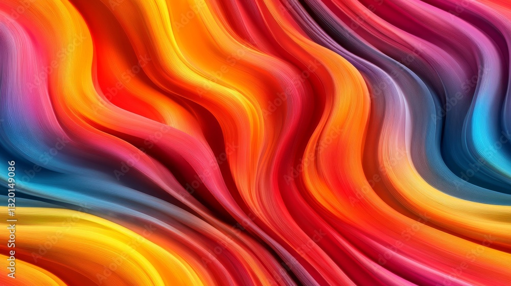 Poster vibrant multicolored abstract background featuring smooth fluid wavy lines
