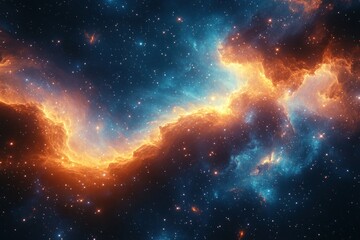 Obraz premium Vivid Blue Cosmic Nebula with Glowing Stars and Celestial Background