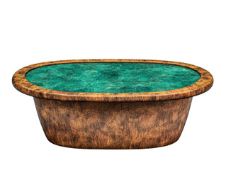 Naklejka premium An elegant oval table featuring a rich brown wooden base and a striking green stone surface.