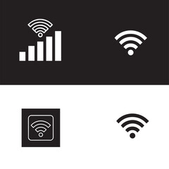 Minimalist Black and White Wi-Fi and Signal Strength Icons – Vector Set for UI & Web Design, Wifi wireless internet signal flat icon for apps