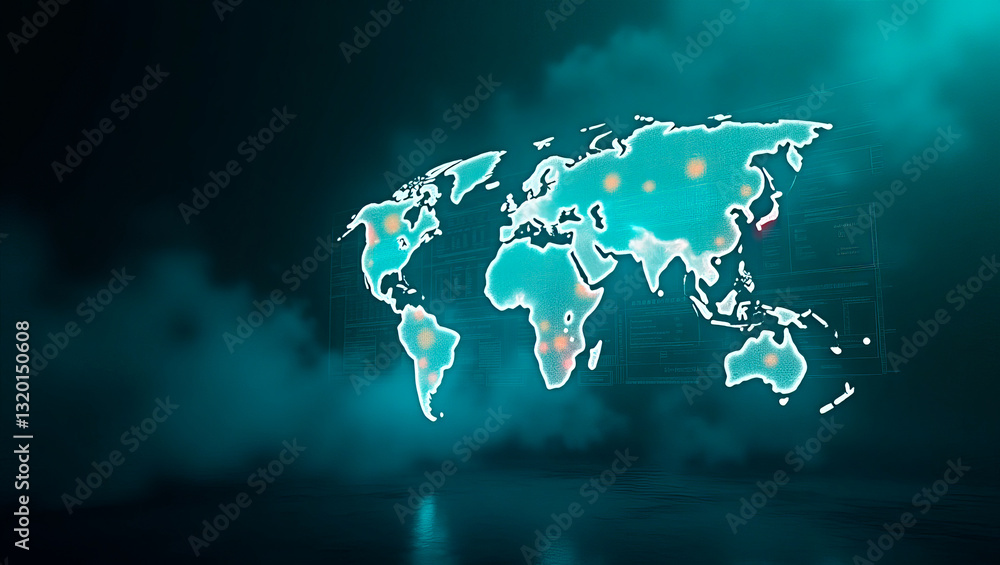 Poster global network digital world map futuristic technology data visualization abstract background modern