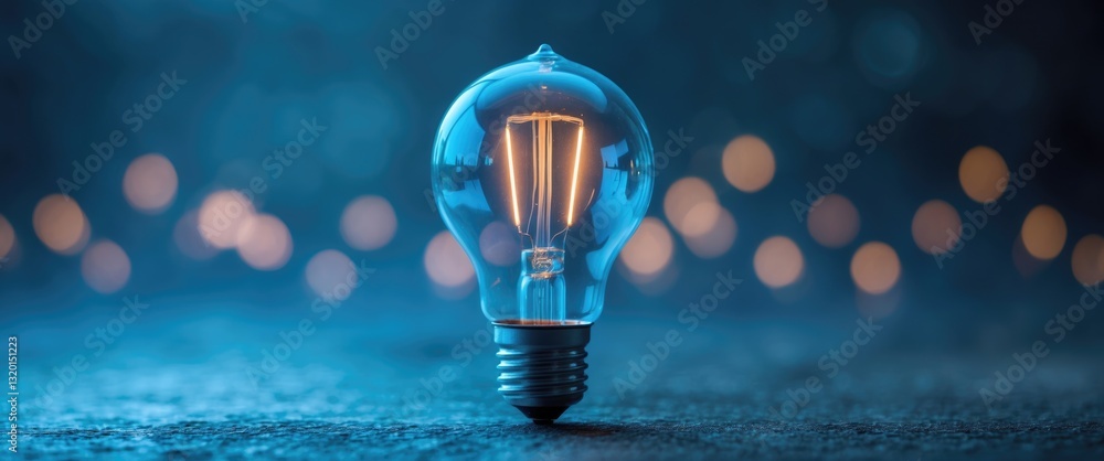 Poster bright light bulb on a futuristic technology concept background, idea concept, abstract notion for c