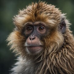 Obraz premium A monkey with curly fur, looking adorable and mischievous
