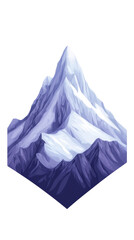 A tall, snow-capped mountain with sharp peaks and rugged slopes, showcasing shades of blue and white.