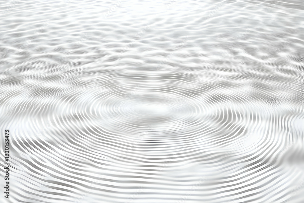 Aufkleber abstract 3d rendering of concentric waves, a monochromatic white background with subtle light variat