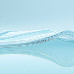 Abstract 3D rendering of flowing light blue waves creating a serene background illustration, perfect for design projects.