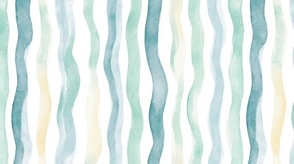 Seamless Wavy Stripes in Watercolor: A seamless pattern of flowing, vertical wavy stripes in calming watercolor hues. Its graceful and elegant design evokes a sense of serenity and artistic charm.