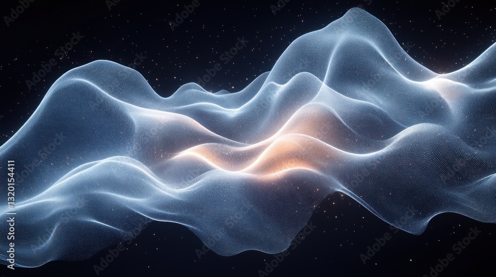 Poster futuristic digital wave pattern with ambient light and smooth motion