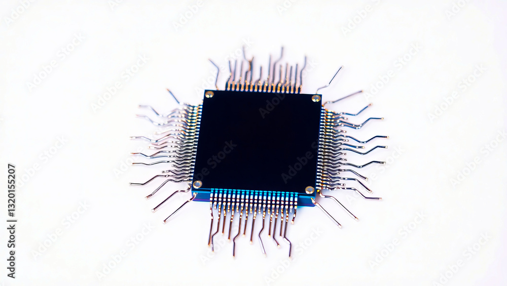 Poster high resolution image of a modern microchip technology detailed electronic component closeup view of