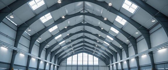 Naklejka premium large industrial hall - transport warehouse - contemporary LED lighting