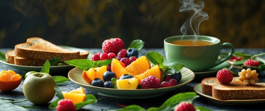 Intermittent fasting. Nutritious breakfast, dietary food idea. Organic meal. Fat reduction concept. Weight reduction.