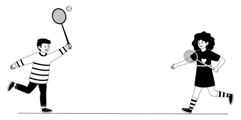 Children playing tennis and having fun on a sunny day in a park