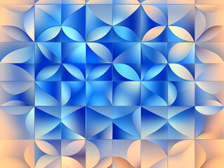 Abstract Blue and Peach Geometric 3D Pattern Background Illustration with Curving Shapes and Gradient Colors