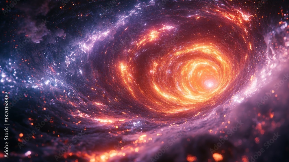Aufkleber futuristic vortex of glowing lights in infinite cyberspace portal concept of data transfer and conne