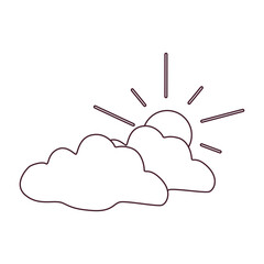 Black and white partly cloudy weather icon with sun and cloud in doodle style. Simple meteorology symbol for forecasts, climate apps, educational materials, and commercial design.