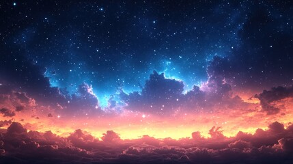 Fototapeta premium Celestial Cloudscape Above A Starry Night Sky