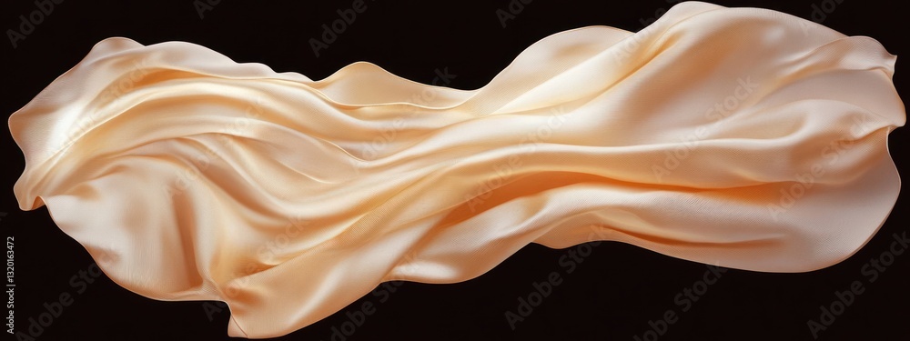 Poster elegant silk fabric design element flowing in soft beige minimalist style with intricate texture and
