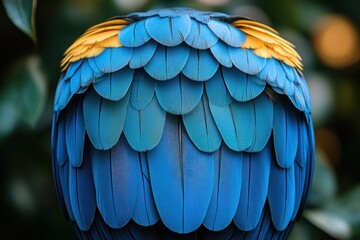 Obraz premium Close Up of Vivid Blue and Green Exotic Bird Feathers of Macaw and Parakeet