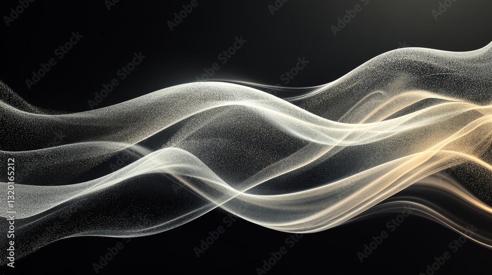 Poster abstract rendered visualization depicts flowing light particles on a dark background