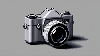  a nostalgic pixel art camera captures the essence of vintage photography