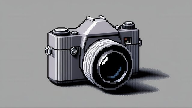  a nostalgic pixel art camera captures the essence of vintage photography