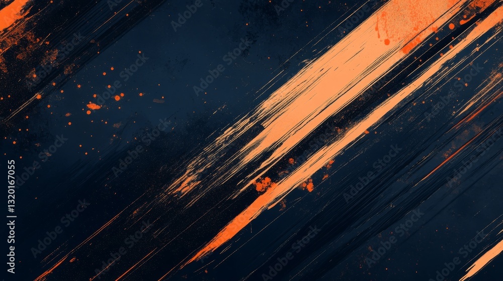 Poster abstract artistic image featuring diagonal brush strokes with splatters