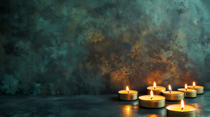 Burning Candles: Gentle candlelight dances, casting a warm glow over the scene. The flickering flames evoke feelings of peace, reflection, and remembrance.