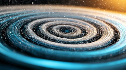 An abstract representation of swirling water patterns with shimmering particles and vibrant colors.