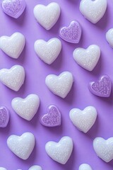 Obraz premium Valentine's Day Hearts Celebration on Soft Lavender Background Minimalistic Sweet Romance Decoration