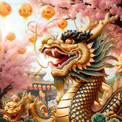Fototapeta premium graphic representation with artistic details of the Chinese dragon 10