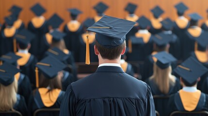 American Society Education Concepts. Graduation ceremony with attendees wearing caps and gowns.