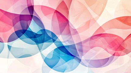 A vibrant abstract background featuring flowing waves in pink and blue hues.