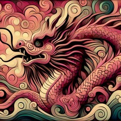 Chinese dragon artistic illustration 73