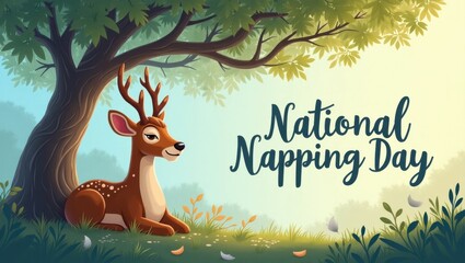 Restful napping day celebration nature park illustration relaxation scene serene view embracing naps