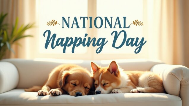 Celebrating national napping day with pets a perfect break for relaxation rest and joyful moments at home - Powered by Adobe