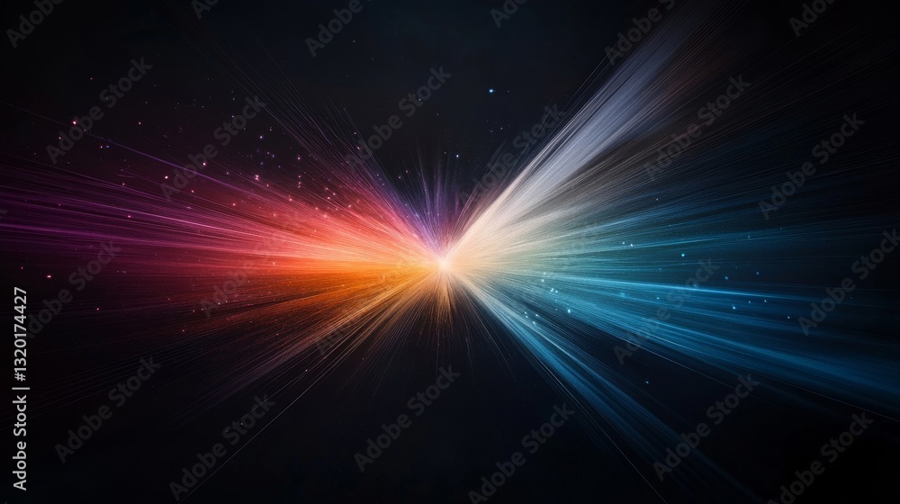 Aufkleber colorful light rays spreading through dark background in dynamic motion