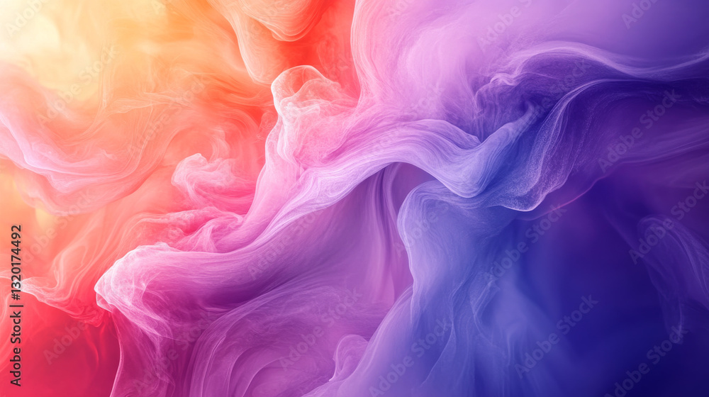 Poster vibrant fluid ink abstract background with merging colors and soft swirls