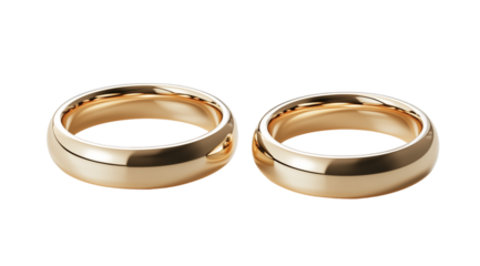 Wedding, classic gold wedding rings isolated on a white background, close up, created with Generative AI technology, PNG