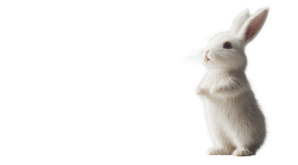 PNG, Easter, rabbit, with space for text, isolated on white background, created with Generative AI technology