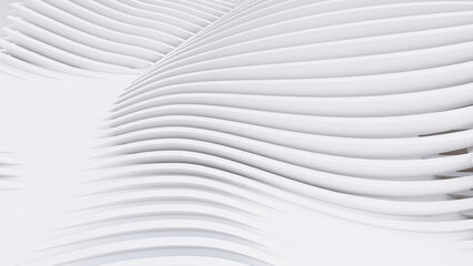 Abstract Curved Shapes. White Circular Background.