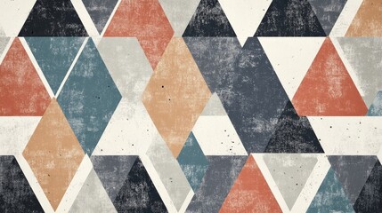 Geometric Harmony: A captivating display of geometric shapes, featuring triangles and diamonds in a harmonious arrangement with textured surfaces and a modern aesthetic. 