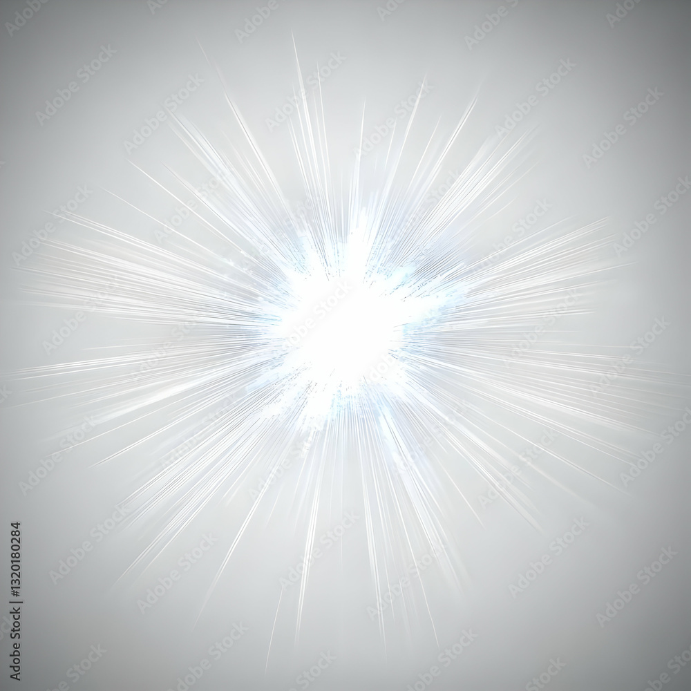 Poster abstract 3d radiating light burst background illustration with bright white glowing rays, emanating 