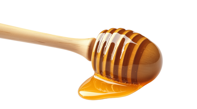 PNG, Honey splash, honey spoon close-up, isolated on white background, created with Generative AI technology
