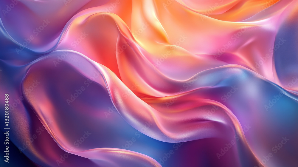 Poster vibrant abstract background with flowing iridescent waves in prismatic colors